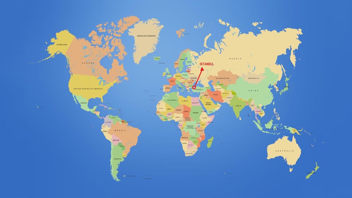 土耳其伊斯坦布尔的世界地图