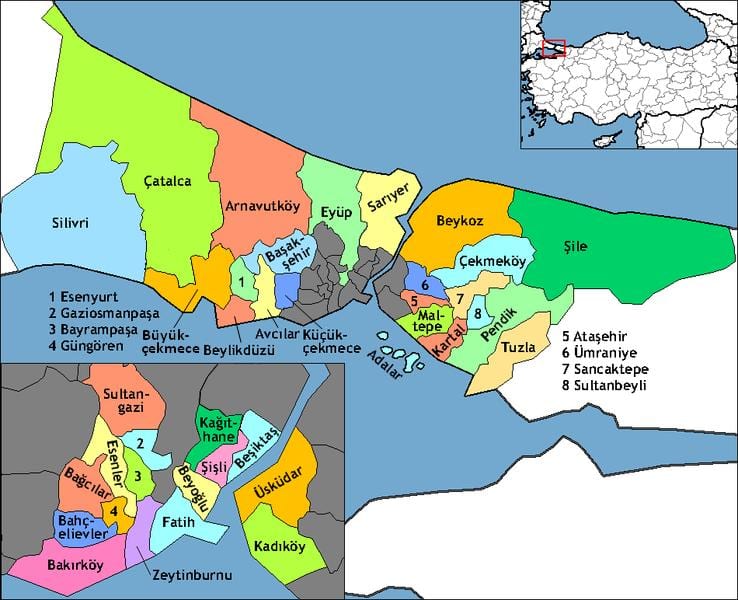伊斯坦布尔地区的地图