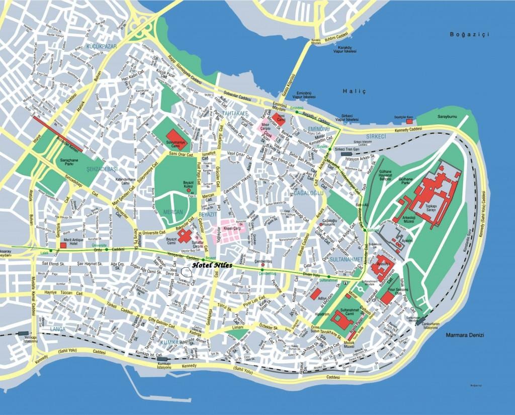 伊斯坦布尔清真寺的地图