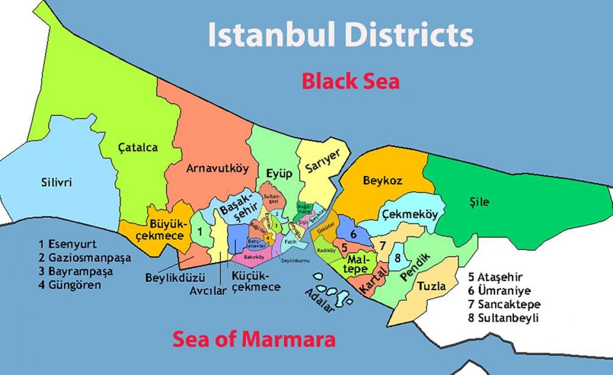 伊斯坦布尔地区的地图