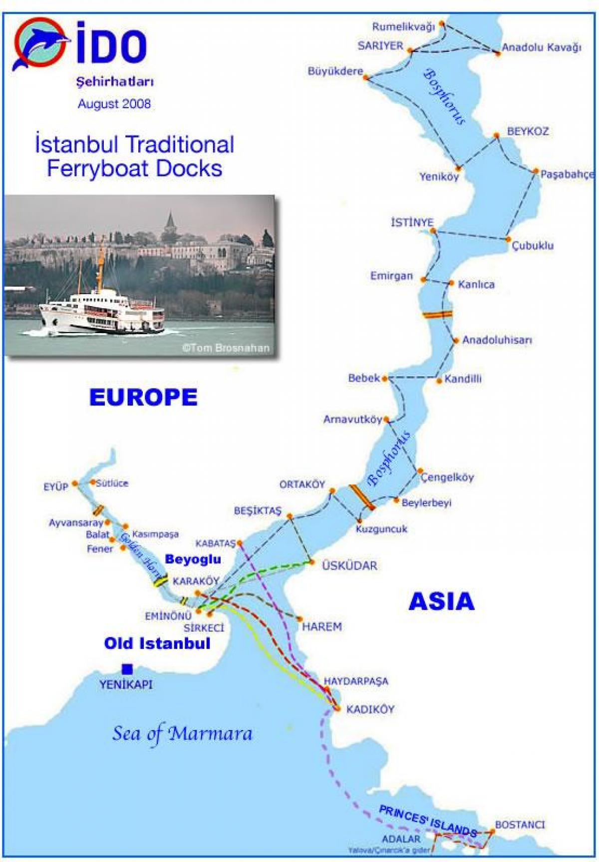 博斯普鲁斯海峡的轮渡码地图