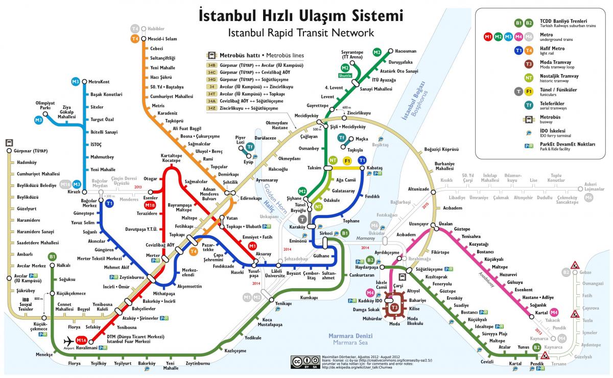 地图的伊斯坦布尔缆车