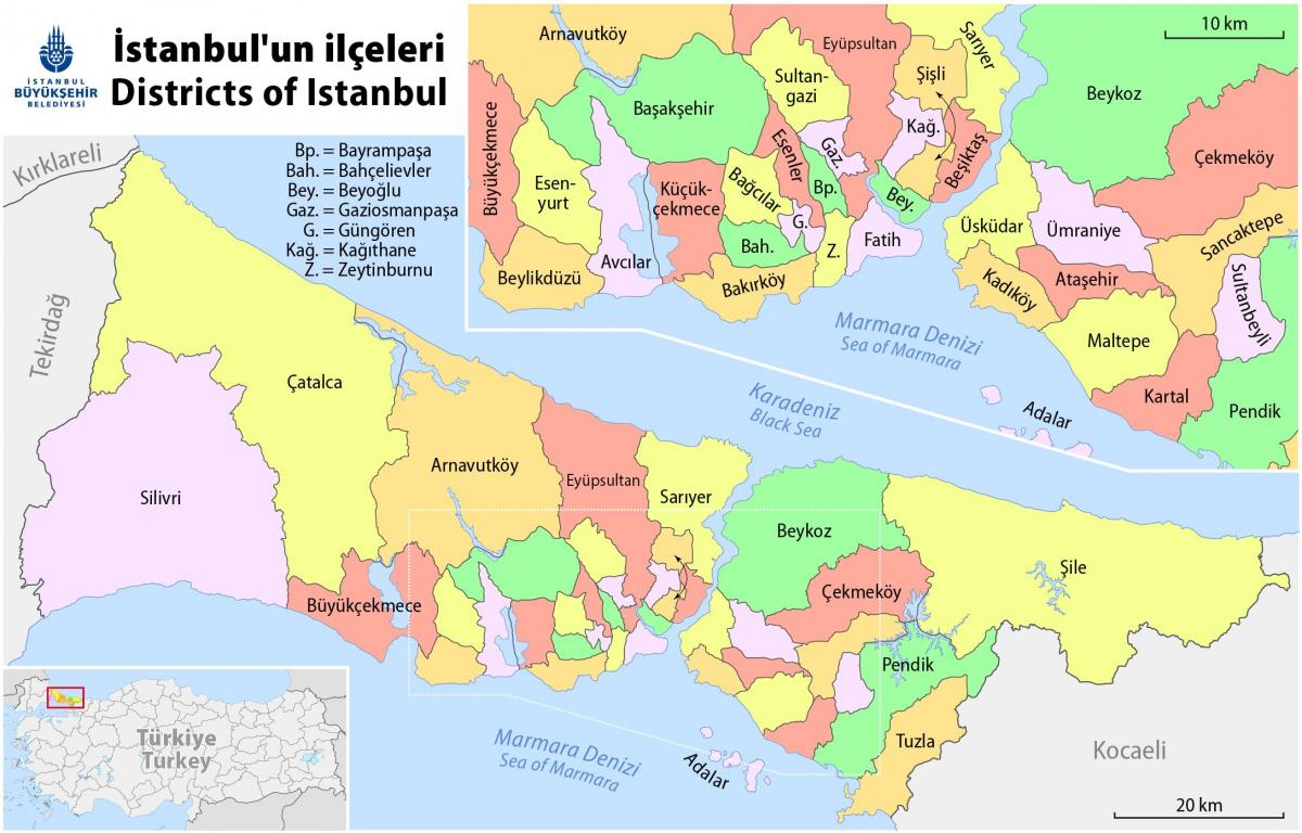 伊斯坦布尔的街区地图