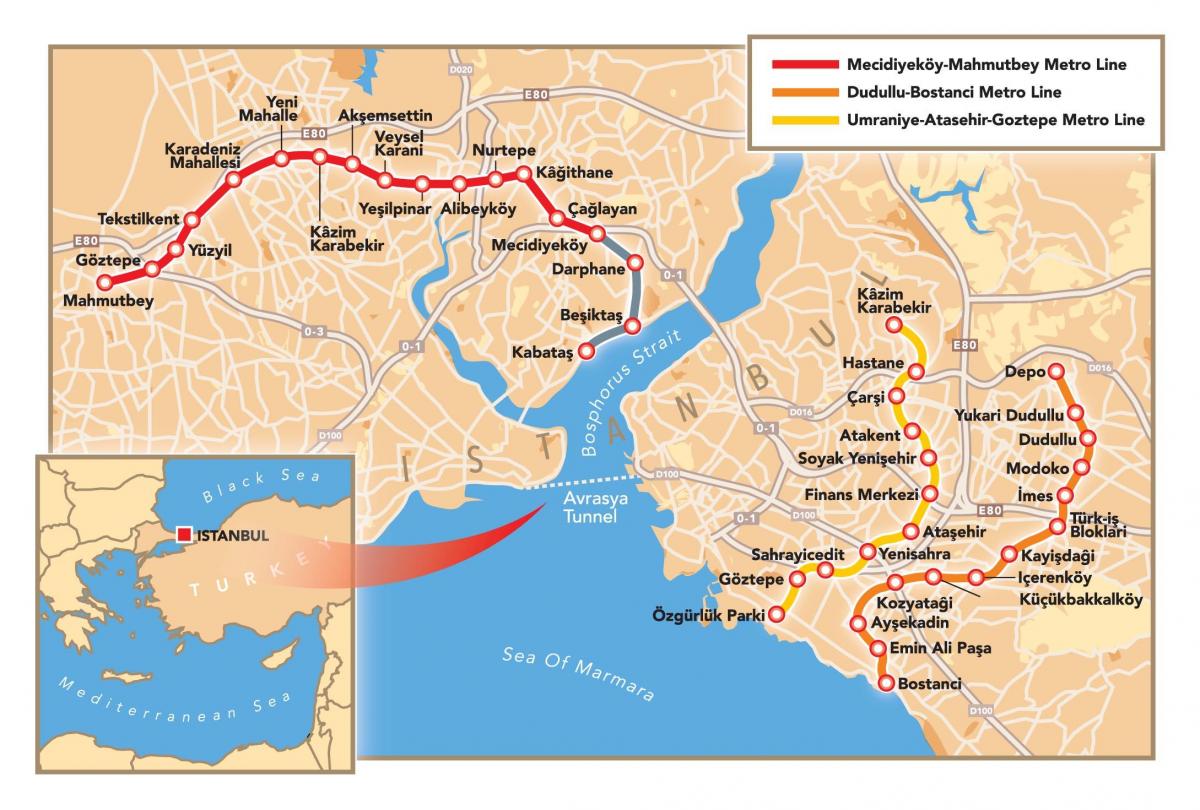 地图的伊斯坦布尔隧道